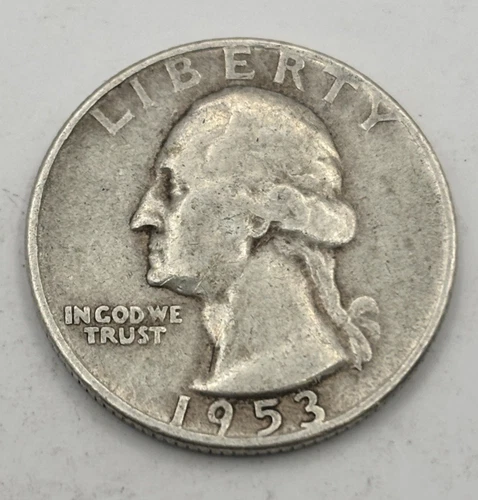 1953 D Washington Quarter 90% Silver Circulated US Coin