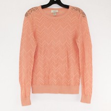 Loft Ann Taylor Pink Sheer Chevron Long Sleeve Sweater Top Women's Size XS