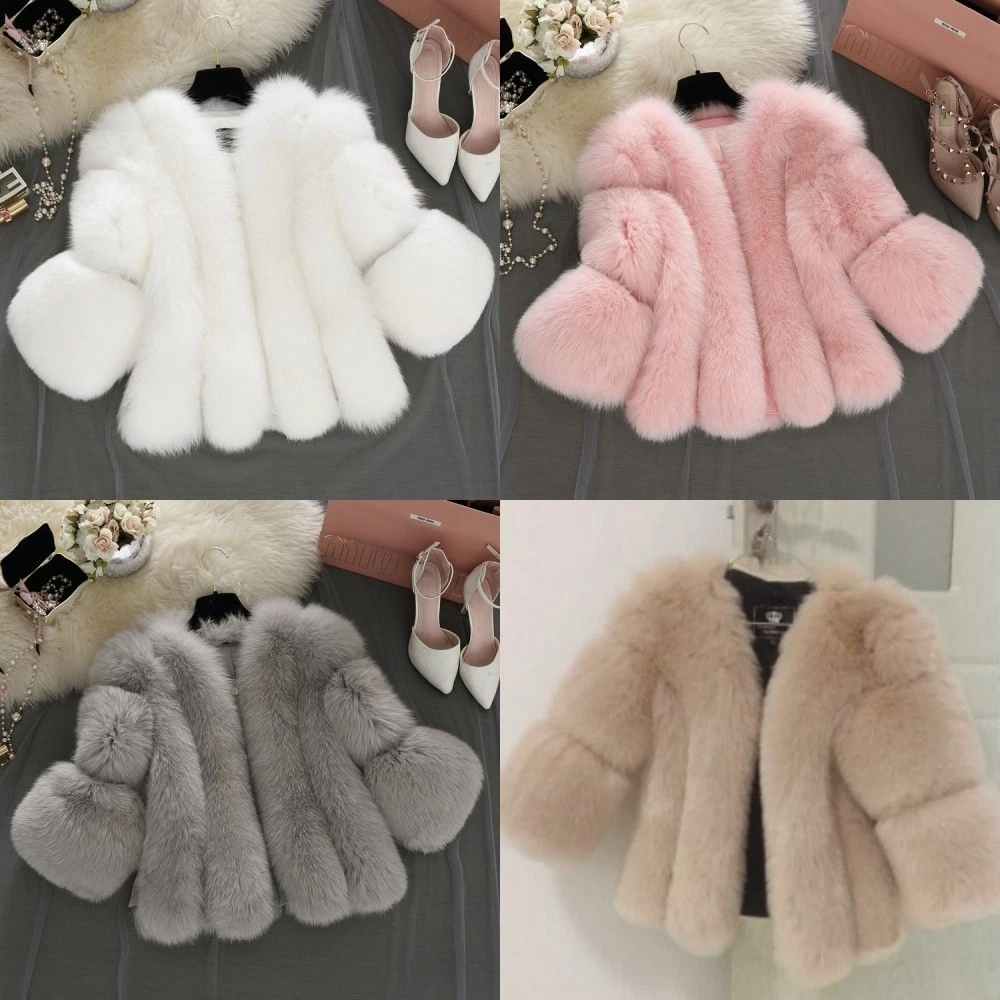 Luxury Womens Warm Coat Leather Jacket Fashion Winter Ladies Coat Fur Collar