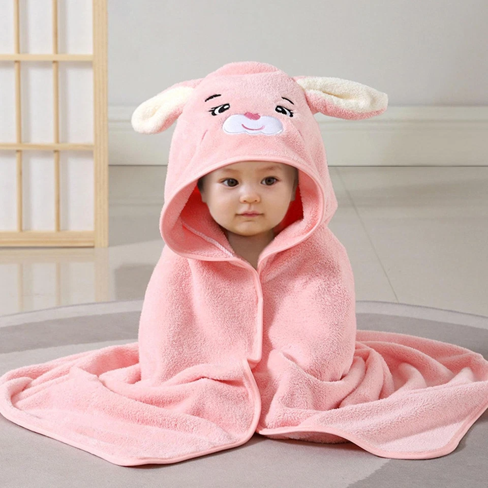 Hooded Baby Towels Absorbent Cartoon Bath Towels Soft Baby Stuff Towel Blanket - image 2 of 4