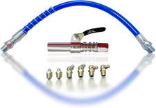 Grease Gun Coupler, Equipped with12-Inch Spring Hose and Six Grease Fittings, Qu