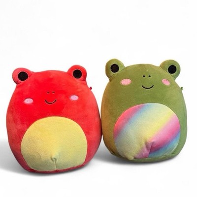 Squishmallows Retired Obu the Frog Doxl the Frog Plush Lot 7.5  Red and Green