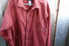 Patagonia Men L Organic Cotton Plaid Flannel Orange Fall GORGEOUS -LOCATED D21