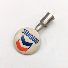 Vtg Standard Oil POCKET PEN CLIP Advertising CHEVRON RARE Ad Tin Button Badge
