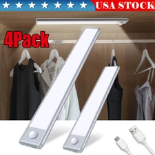 LED Motion Sensor Under Cabinet Closet Light USB Rechargeable Kitchen Lamp Strip