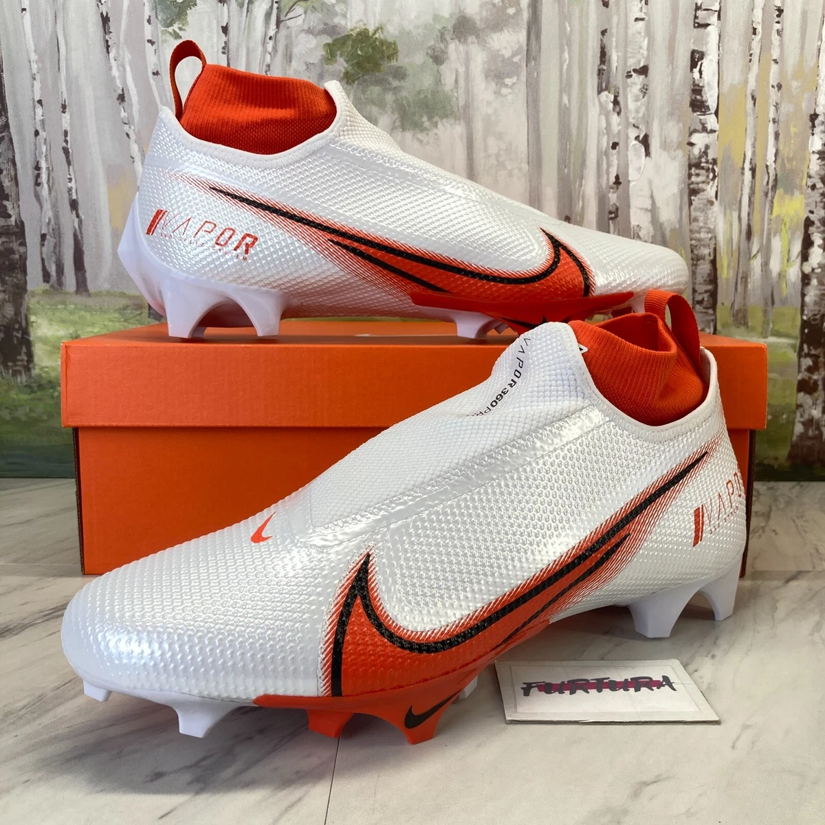 Nike Vapor Edge Pro White Orange AO8277-104 Men&#039;s Size 12.5 Cleats #16C |