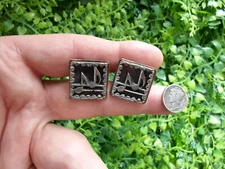 Vintage MUSIC theme - musical notes - copper backed - silver tone CUFFLINKS 