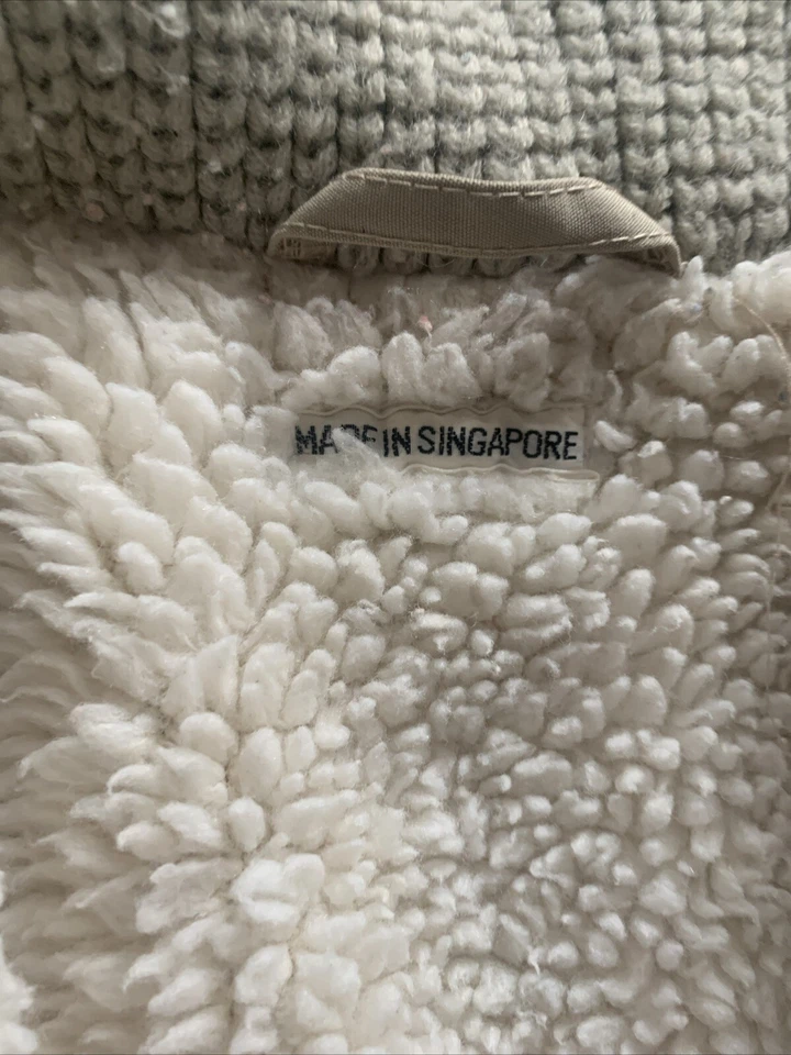 De colección Rain Shedder Ken Meritt Bronceado con Forro Sherpa Blanco Dobladillo Talla S Foto 3 de 4