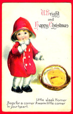 Vtg Clapsaddle Christmas Little Jack Horner Pie in Basket Signed PC Wolf & Co.
