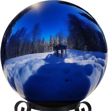 12 Inch Stainless Steel Gazing Ball Blue Mirror Sphere for Garden Yard Lawn Pond