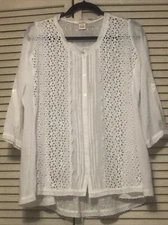 Sundance Women White 3/4 Sleeve Button-Down Shirt XS