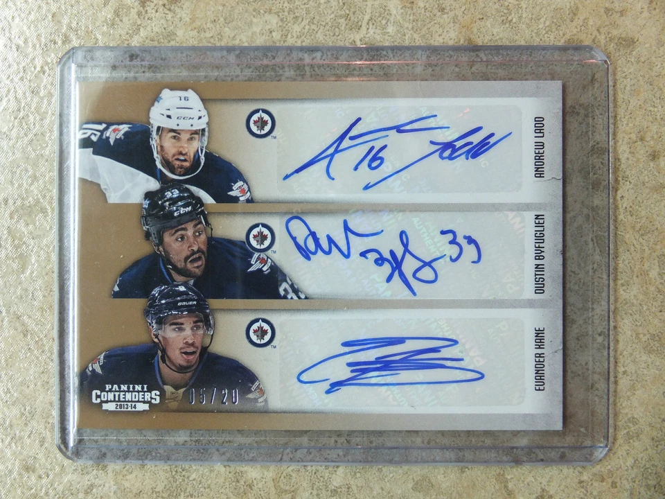 13-14 Panini Contenders 6 LADD/BYFUGLIEN/KANE/PASQUALE/TROUBA/SCHEIFELE Gold/20 Foto 2 de 2