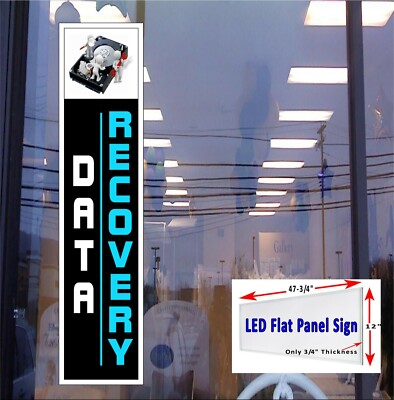 Data Recovery computer tablet repair Led Light Box window sign 48in x 12in