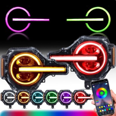 For 6th Gen Bronco 2021-2024 U725 VLAND RGB Headlights LED Dual Beam Front Lamp