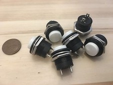 6 Pieces White small N/O Momentary 16mm push button Switch round 12v on off C6