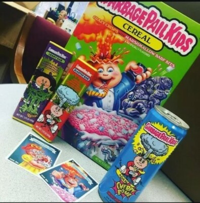 Garbage Pail Kids Cereal Box, Candy Bars, Cards, Energy Drink FYE (Food Removed)
