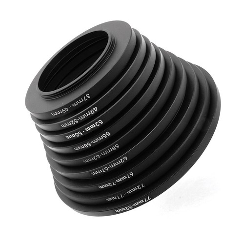 9Pcs Step Up Ring Lens Filter Ring for 37-49/49-52/52-55/55-58/58-67-72-77-82mm - Picture 5 of 11