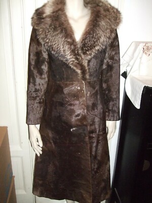 CAPPOTTO LUNGO PELLICCIA FUR NUTRIA RASATA MARMOTTA CON DIFETTI 44