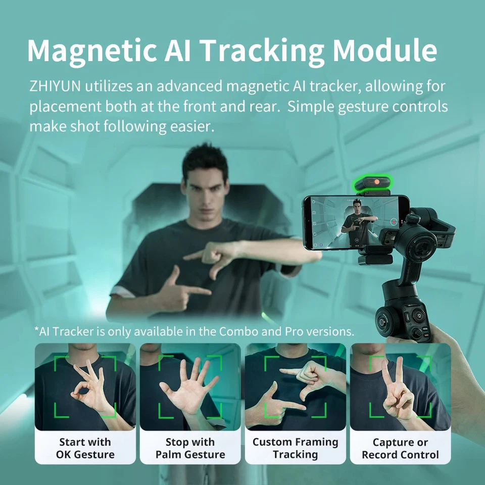 Zhiyun Smooth 5S AI Pro 3-Axis Gimbal Stabilizer w/ Light for iPhone Smartphone - Image 2 of 4