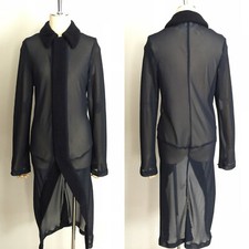 COMME des GARCONS Black Sheer See-through Long Jacket Made in Japan