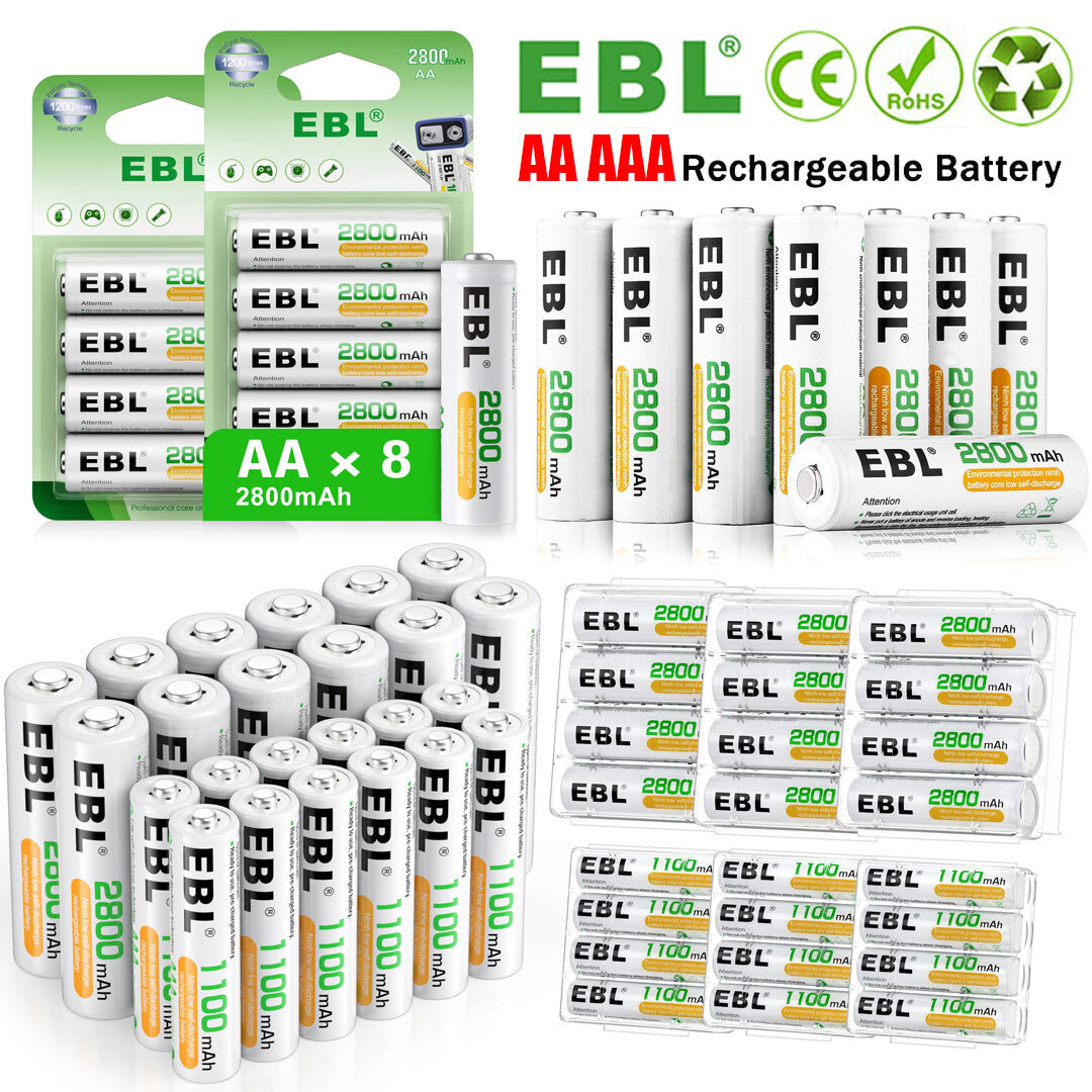 EBL AA AAA Rechargeable NiMH Batteries 800-2800mAh 1.2V Value Lot-image