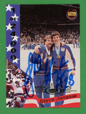 Steve Janaszak Miracle On Ice 1980 USA Olympic Gold Hockey Signed Card E26919