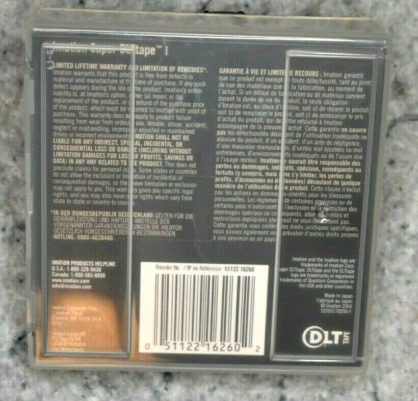 IMATION 16260 SUPER DLT TAPE I 160/320GB - NUEVO (C20B2) Foto 4 de 4