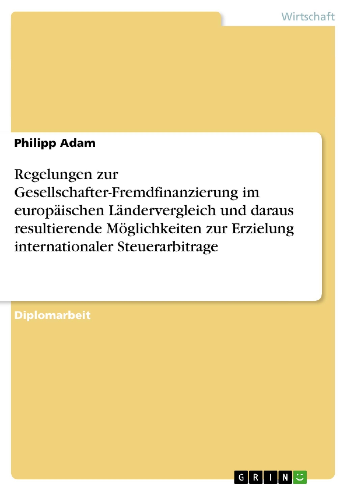 Thumbnail - Philipp Adam | Regelungen Zur Gesellschafter-fremdfinanzierung Im...