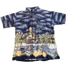 Vintage Koko Island Shirt Mens Large Hawaiian Shirt Jimmy's Volcano Airplane