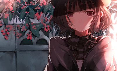 Anime closeup red eyes brunette girls shinoda Play Gaming Mat Desk