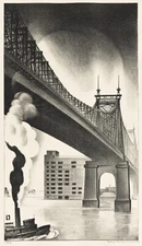 LOUIS LOZOWICK : Queensboro Bridge : Archival Art Print