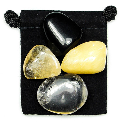 SOUL CLEANSING Tumbled Crystal Healing Set = 4 Stones + Pouch + Description Card