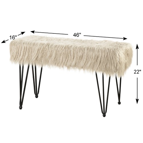 Mongolian Faux Fur Long Bench Ottoman Fluffy Foot Rest Stool/Seat 46 x 16 x 22"H - Picture 8 of 124