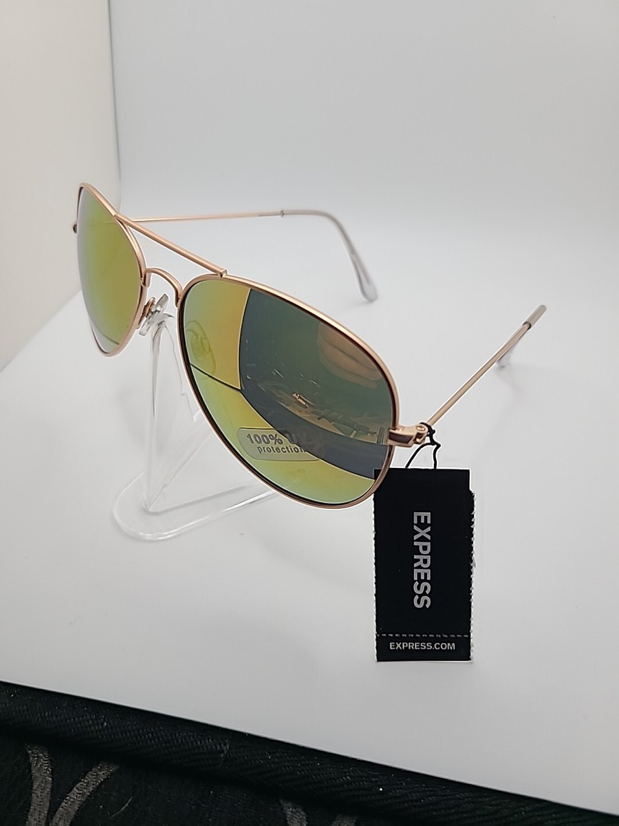 Express Women Mirrored Gold Metal Frame Aviator Sunglasses  display picture 3