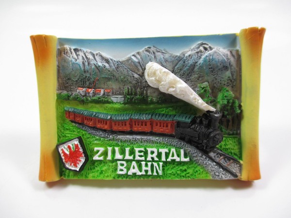 Zillertal Magnet Eisenbahn Wappen Poly Souvenir ÖSterreich Austria-image