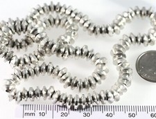 Bead, Silver Plated Brass 6x3mm Rondelle Saucer Beads with 2mm Hole 142 