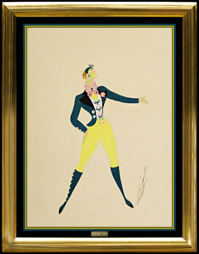 ERTE Original Gouache Painting Authentic Signed Deco Artwork Male Costume Design - 第 1/6 張圖片