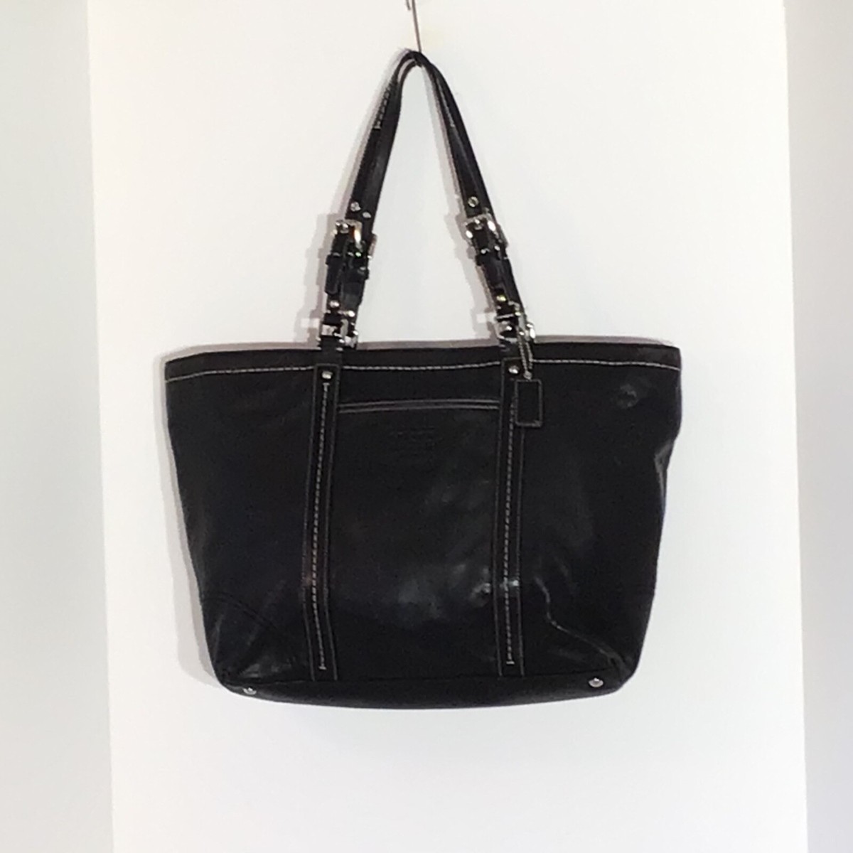 COACH Large East West Black Leatherware Shoulder Tote Bag