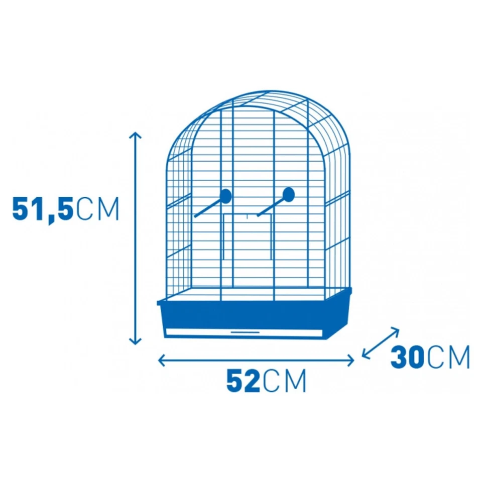 Duvo+ Vogelkäfig Iza 2 Weiß 51x30x52 cm mit Futter- & Trinknapf, 2 Stangen - Bild 2 von 2