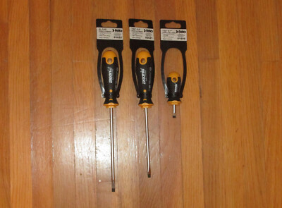 3 Piece Set: Felo Ergonic 7/32'' Flat Tip Screwdrivers - 5'', 6'' & 1'' Stubby