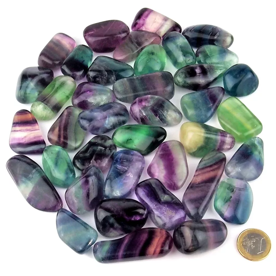 Regenbogenfluorit Trommelsteine Bunt Ø ca. 30 - 50 mm Fluorit AA - Qualität p - Bild 2 von 4