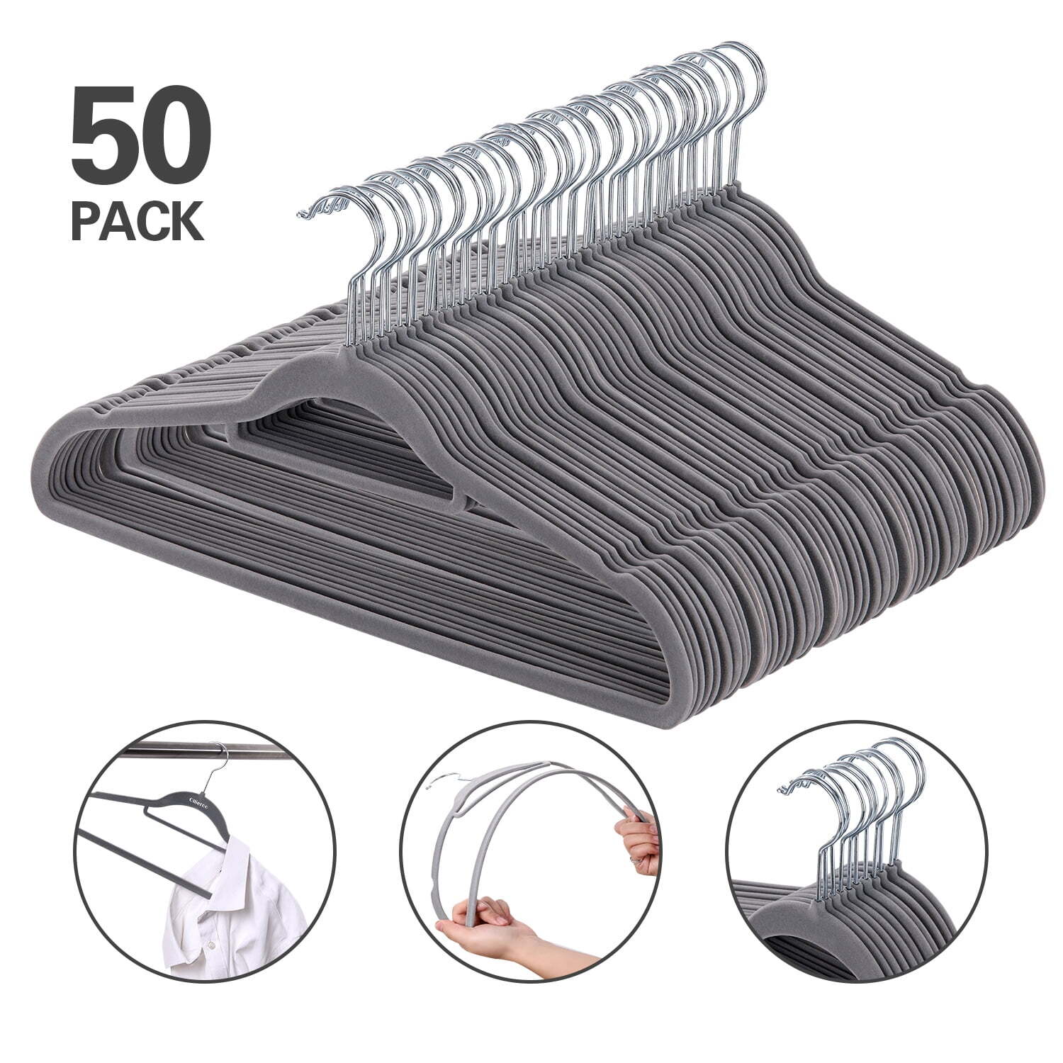 50-Pack Premium Velvet Hangers – Non-Slip Durable Clothes Hangers for Coats & More-image