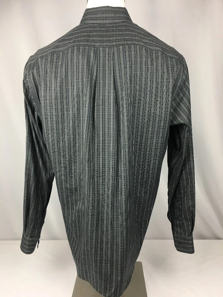 Camisa de vestir Eddie Bauer negra con botones 100 % algodón 16 x 34/35 mediana Foto 4 de 4