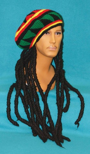 Jamaican Rasta Hat with Faux Dreads 