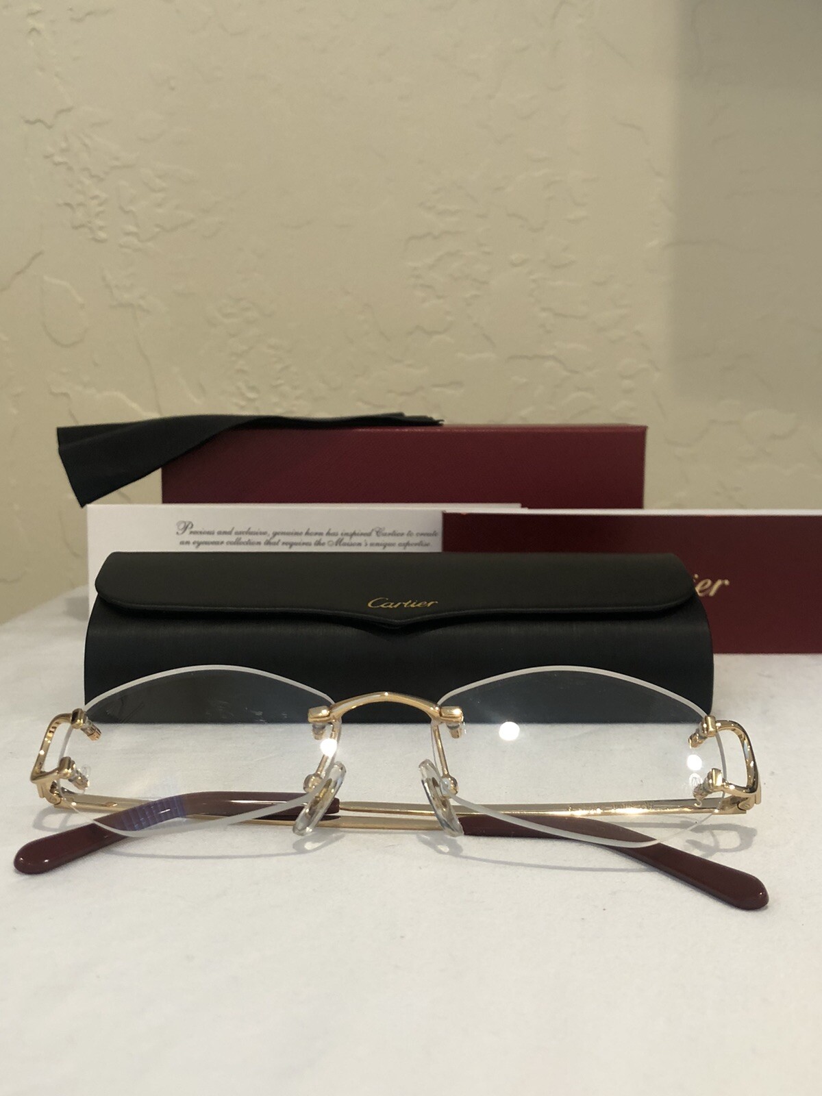 Cartier C Decor Vintage Rimless Gold Optical Glasses Frame-image