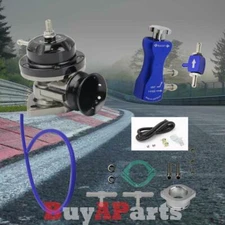 Black Type-RS Blow Off Valve BOV Kit w/Racing Manual Boost Controller 30PSI Blue
