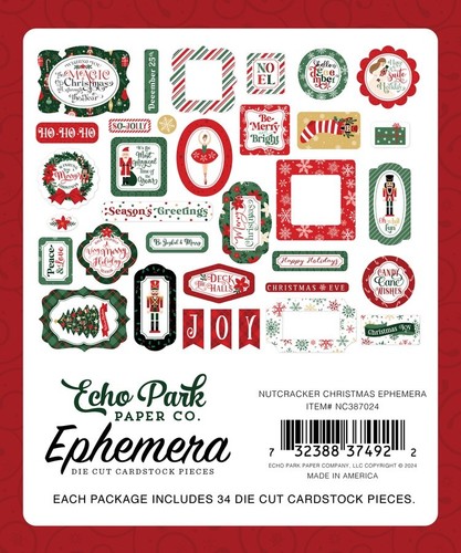 Paquete de piezas de cartulina troquelada efímera ECHO papel CASCANUECES NAVIDAD Echo Park - Imagen 2 de 3