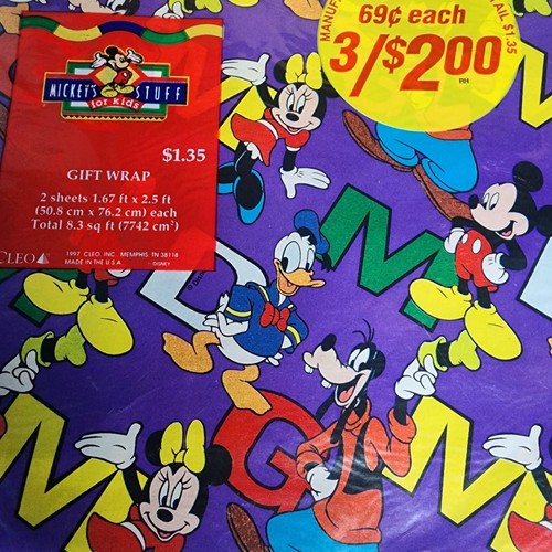 Vintage Gift Wrapping Paper Cleo Artfaire Gibson Lot 8 New 2 Mickey 80s Floral - Picture 2 of 6