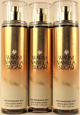 QTY 3 - Bath & Body Works WARM VANILLA SUGAR Fine Fragrance Body Mist Spray 8Oz