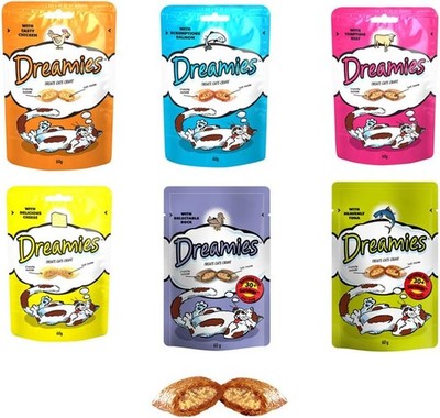 Dreamies Bulk Buy 12 Packs of Mixed (2 of Each Flavour),See Which One Your Cat L